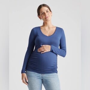 Quince tencel jersey maternity ruched long sleeve tee